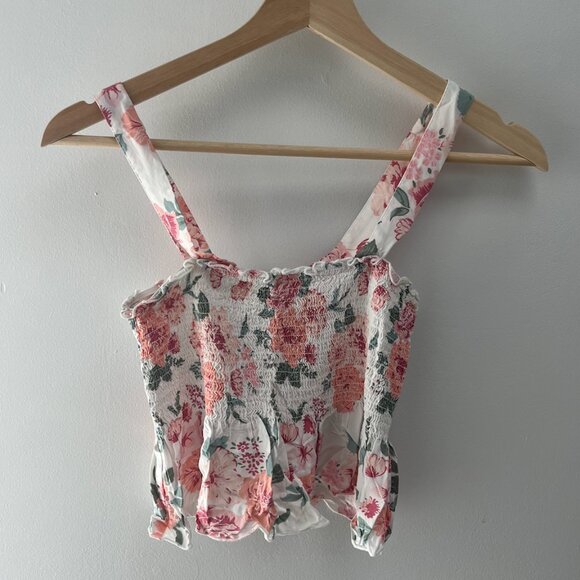 Garage Floral Smocked Crop Top - Picture 1 of 3
